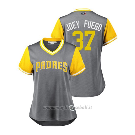 Maglia Baseball Donna San Diego Padres Joey Lucchesi 2018 Llws Players Weekend Joey Fuego Grigio